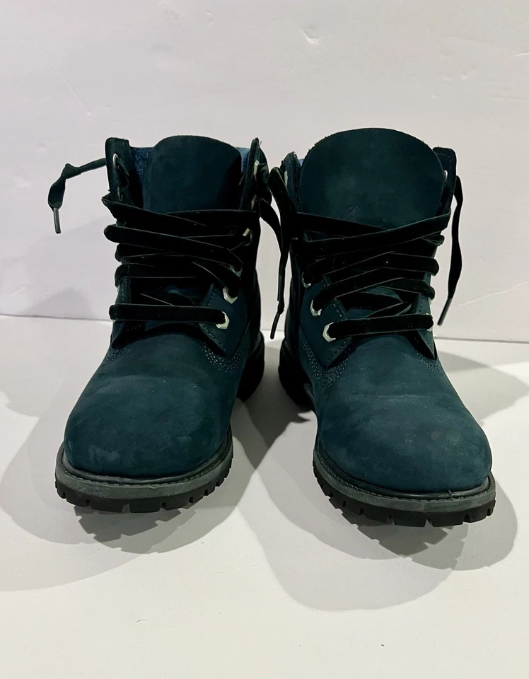 Timberland Botas Mujer Talla 7 Verde Nubuck Impermeables Clásicas A1KC6 Cordones Terciopelo Foto 2 de 4