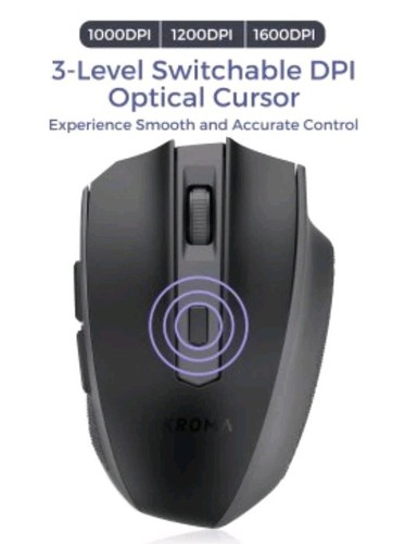 Kroma 2.4GHz Wireless Optical USB Mouse Ergonomic Back/Forward Buttons Receiver - Picture 3 of 6