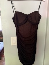 Black Ruched Spaghetti-Strap Dress