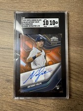 2023 Topps Chrome Black Autograph Anthony Volpe Orange Refractor Auto /25 SGC 10