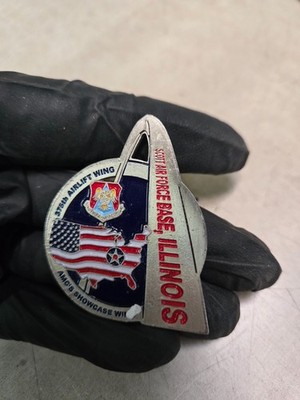 Rare 375 AW commander Scott Air Force Base Illinois Challenge Coin