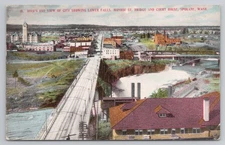 Birds Eye View Spokane Washington Bridge Monroe Street Court House 1909 Postcard