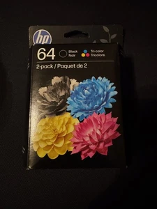 Genuine HP 64 Black & Tri Color Ink Cartridge 2 Pack Dated 2027/2028 New