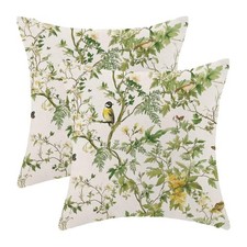 Chinoiserie Pillow Covers 20 x 20 Set of 2, Spring Bird Floral Green Throw Pi...