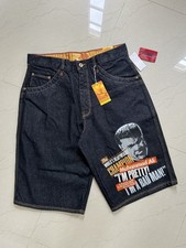 Platinum Fubu Muhammad Ali Mens Denim Shorts 36 Blue Baggy Embroidered NWT Skate