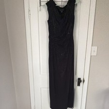 Jessica Howard Womens Black Floral Cowl Neck Sleeveless Long Sequin Gown 12