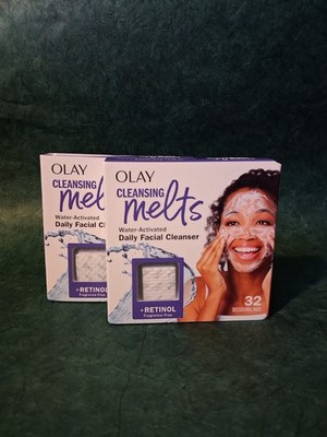 Olay Cleansing Melts Face Cleanser + Retinol Cleaner Facial 32 count Each 2 Pack