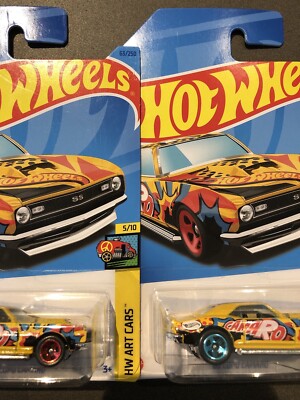 2023 Hot Wheels '68 Copo Camaro Yellow Art Car 5/10 Diecast Toy