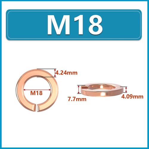 M2 to M20 Square Section Spring Split Washers T2 Pure Copper Spring Washers - Picture 24 of 25