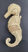 VTG Wicker Rattan Woven Seahorse Wall Decor 3D Nautical Beach House  Boho 18”