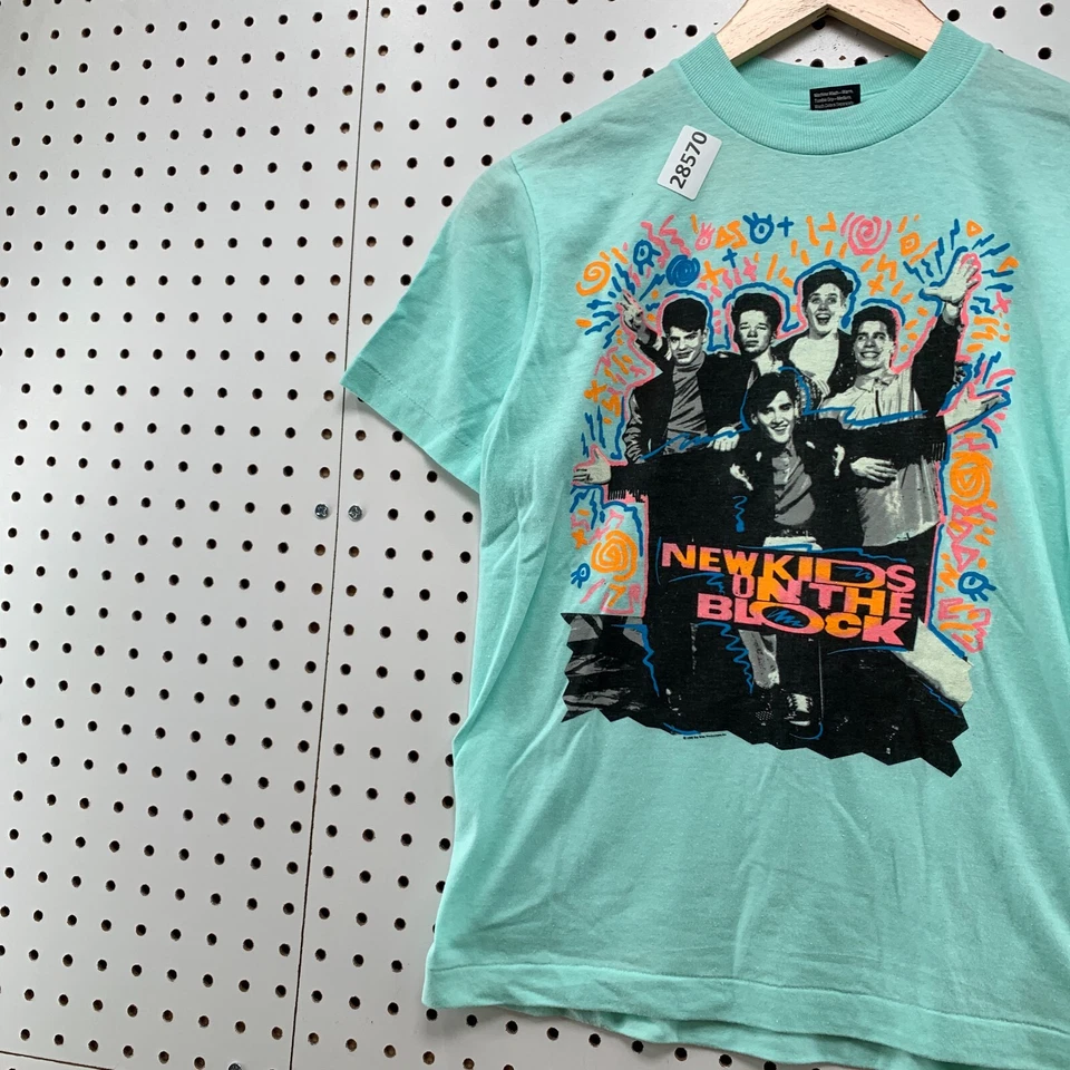 Camisa De Colección Años 80 Nueva Niños Sobre el Bloque Azul Puntada Única Juvenil Grande 17X22 Foto 3 de 4