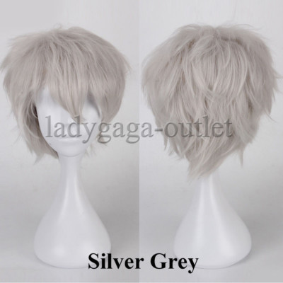 Women Mens Short Anime Wigs Ombre Straight Hair Wig Cosplay Synthetic Costume lg