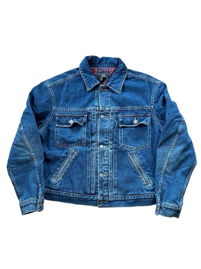 RRL Double RL RALPH LAUREN 2nd Denim Jacket Plaid M Cotton RRL Double RL RALPH LAUREN 2nd Denim Jacket Plaid M Cotton