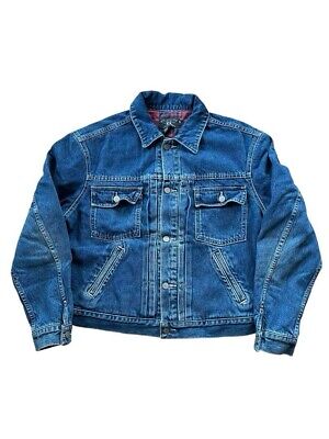 RRL Double RL RALPH LAUREN 2nd Denim Jacket Plaid M Cotton RRL Double RL RALPH LAUREN 2nd Denim Jacket Plaid M Cotton