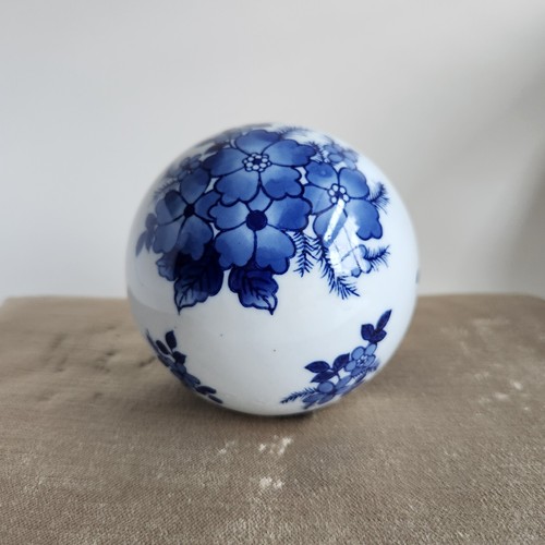 4" blau und weiß Keramik Teppich Ball mit Blumenmuster - Bild 2 von 8
