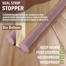 Door Bottom Seal Strip Stopper Under Door Draft Guard Soundproof Strip Brown 36"