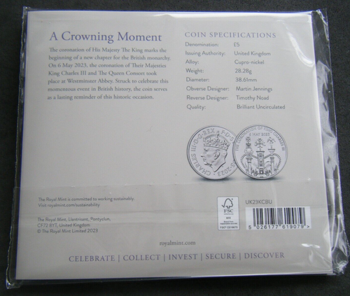 2023 L'incoronazione di Sua Maestà Re Carlo III UK confezione monete da £5 U in magazzino - Foto 2 di 4