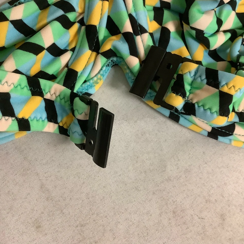 Tropic Of C Womens Bikini Coco Top Green Geometric Back Clasp Size Medium - Image 4 of 4