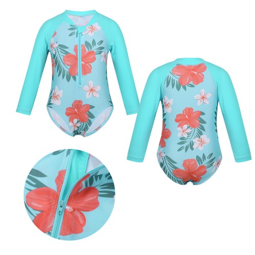 Kids Girls Bathing Suit Long Sleeves Swimsuit Surfing Swimwear Quick Dry Beach - Picture 42 of 44
