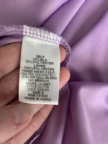 Silk Blend Sz S Lavender Purple Pastel A-Line Sleeveless Shift Dress Knee Length - Picture 13 of 16