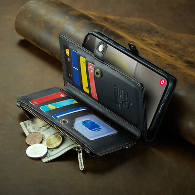 Leather Magnetic Zip Card Wallet Case Cover For Samsung A16 A36