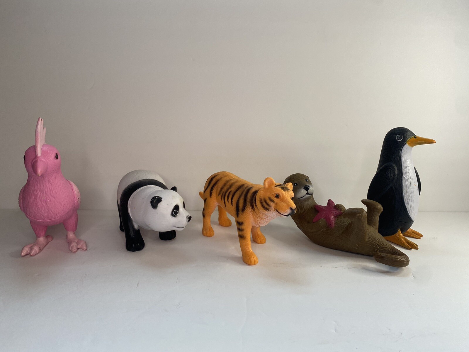 Animal Figure Cake Topper Bird Panda Tiger Otter Penguin ANKYO Lot of 5 Plastic