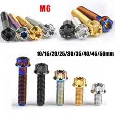 Titanium Bolt M6x10/15/20/25/30/35/40/45/50mm Flange Torx Head Screws Motorcycle