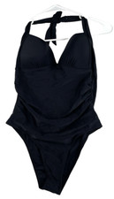 NWT One Piece Swim Suit Women  s Medium Black Halter Neck