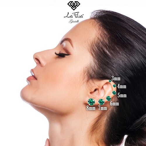 Coppia di Orecchini Punti Luce Verde in argento 925 - Rainbow Collection - Imagen 2 de 6
