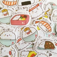 45PCS Cute Rice Food Stickers Kawaii Stationery Scrapbooking Diary Stickers
