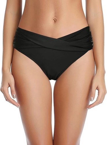 Damen Twist Bikinihose moderat hoch geschnitten Badeanzughose Größe L