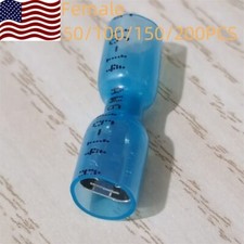 Blue Heat Shrink Marine Grade Female Spade Crimp Connectors Terminals AWG 16-14