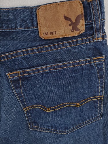 American Eagle Jeans Mens 32x30 Relaxed Straight Y2K Whiskering Heavy Denim Pant - Picture 10 of 22