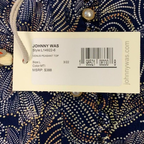 NWT Johnny Was Jade Paisley Floral Venus Peasant Top Silk Shirt L $388 - Picture 4 of 12