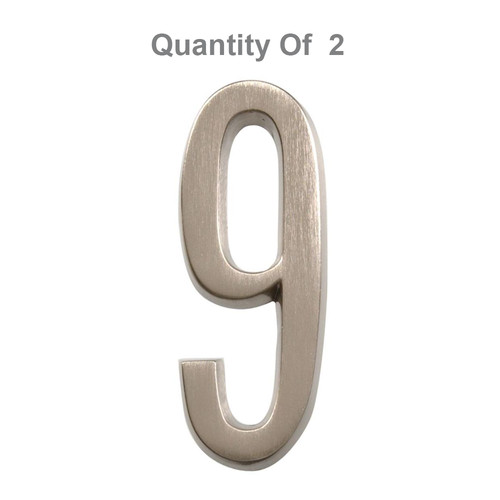 Hillman Group 843289 4-In Die Cast Adhesive House Address, Brushed Nickel (2 Pk)