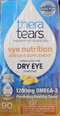 Thera Tears Eye Nutrition Therapy Omega-3 Supplement Softgels 1200mg 90 Count
