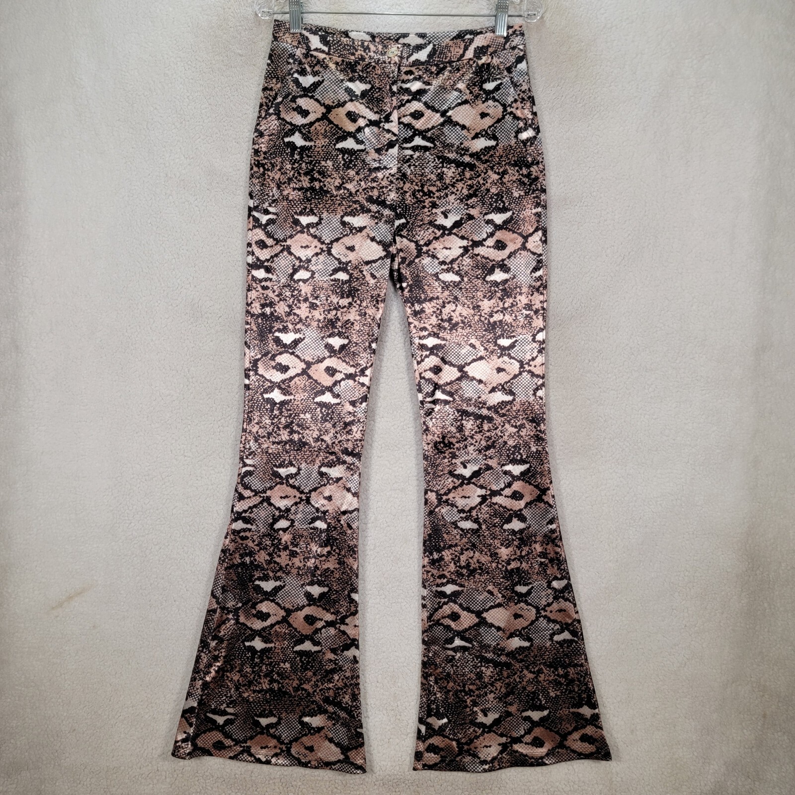 Brown Python Satin Womens Pants Stretch Festival … - image 1
