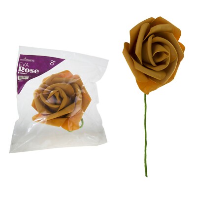 Mega Crafts - 8'' EVA Rose Foam Flower with Stem - Gold, 1PC