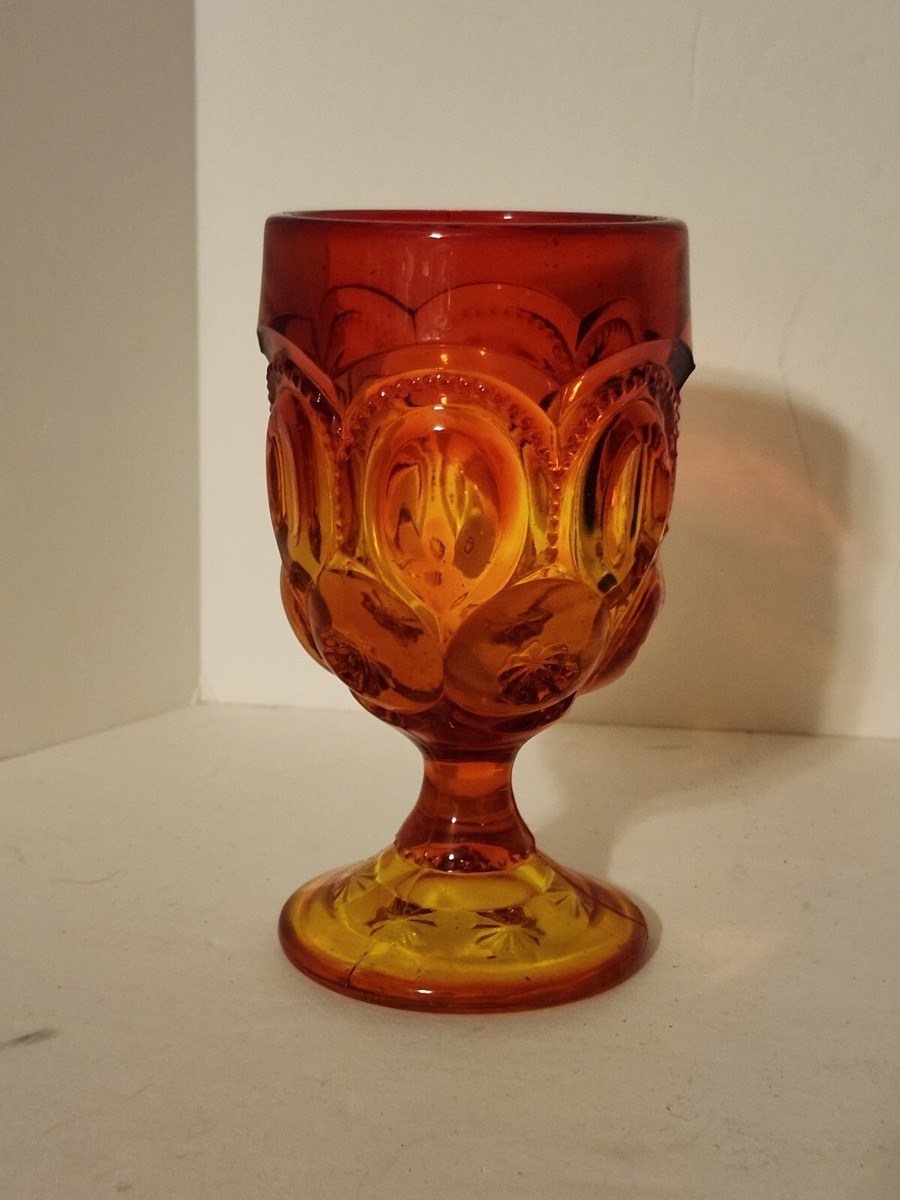 バーベキュー・調理用品 Vintage Amber Moon and Stars Goblets L.E Smith Amber Moon Stars Glass Compote