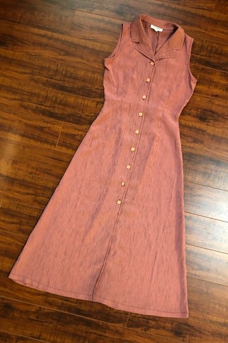 VTG 90s Festival Pinstriped Long Pixie Grunge Sleeveless Layer Dress S - Picture 2 of 9