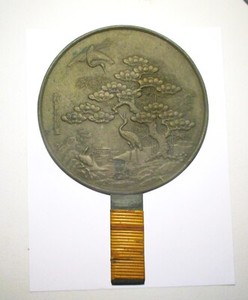 Antique Japanese Edo Meiji Period Bronze Mirror Signed