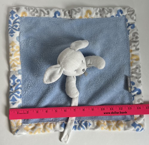 Blankets and Beyond White Blue Puppy Security Blanket Lovie Lovey 15” x 15” Baby - Picture 11 of 12