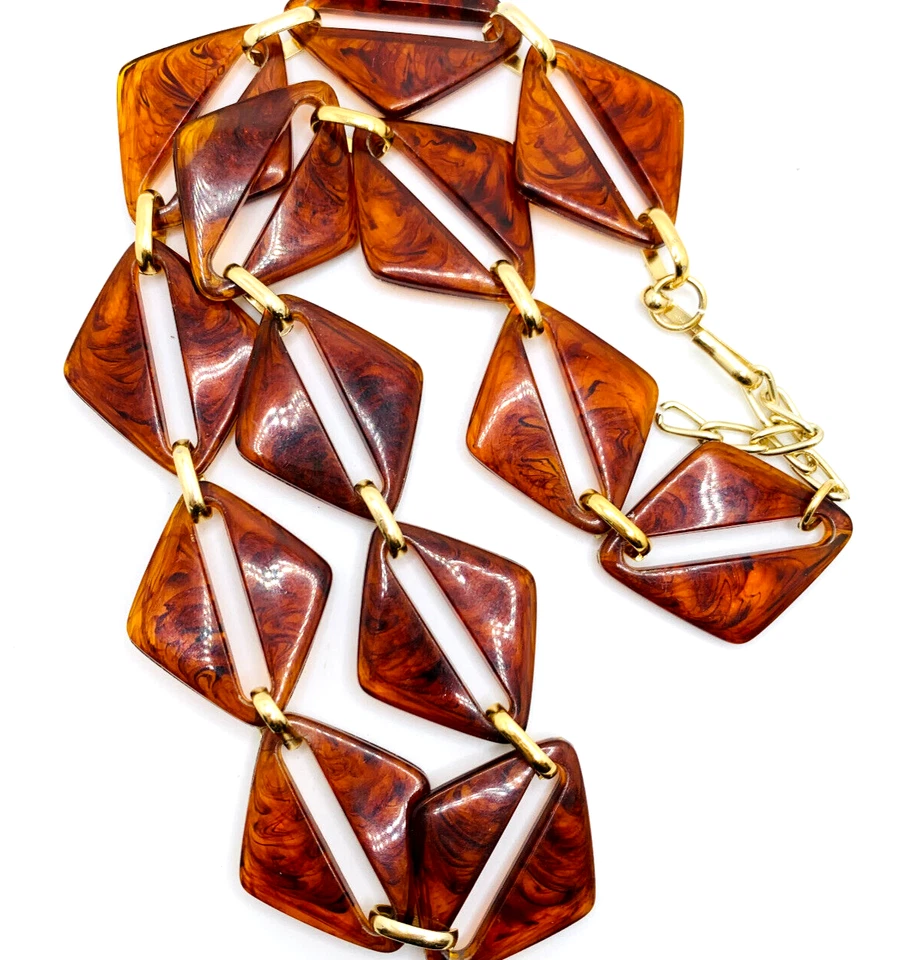 De colección Yves Saint Laurent YSL? Cinturón collar grueso Lucite imitación carey años 70 Foto 2 de 4