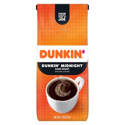 Dunkin' Donuts  Ground Coffee, Midnight, 11 Ounce (Pack of 1), Blue 