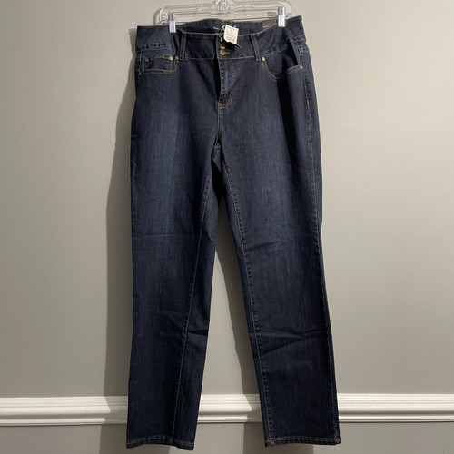 Ashley Stewart Modern Straight Leg Jeans 16R NWT Mid Rise Stretch Denim Blue