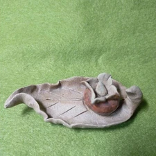 Persimmon Fruit and Leaf Ceramic Incense Container Kogo