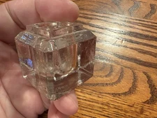 Vintage Ink Well Glass Bottle Square 1 1/2" Sq Base & Tall - Great Condition