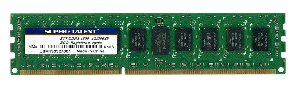Server Memory Super Talent 4GB DDR3 2Rx8 1333MHz PC3-10600E ECC Unbuff - Image 2 of 2