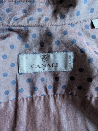 🇮🇹 CANALI Medium 15' Brown Polka Dot Shirt Extra Slim Made in Italy - Picture 11 of 12