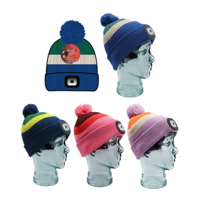 HEAT MACHINE Kids Beanie Rechargeable Led Light Boys Girls Bobble Hat Safety